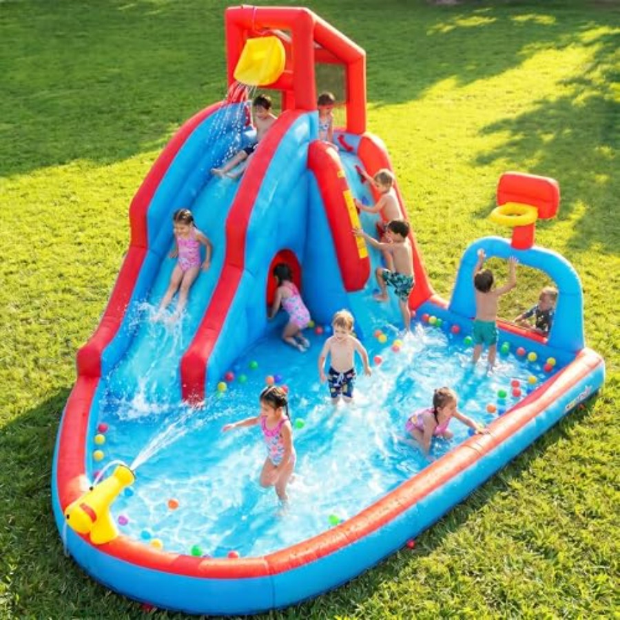 Kids Outdoor Water Slide - Tobogán acuático inflable para patio trasero,