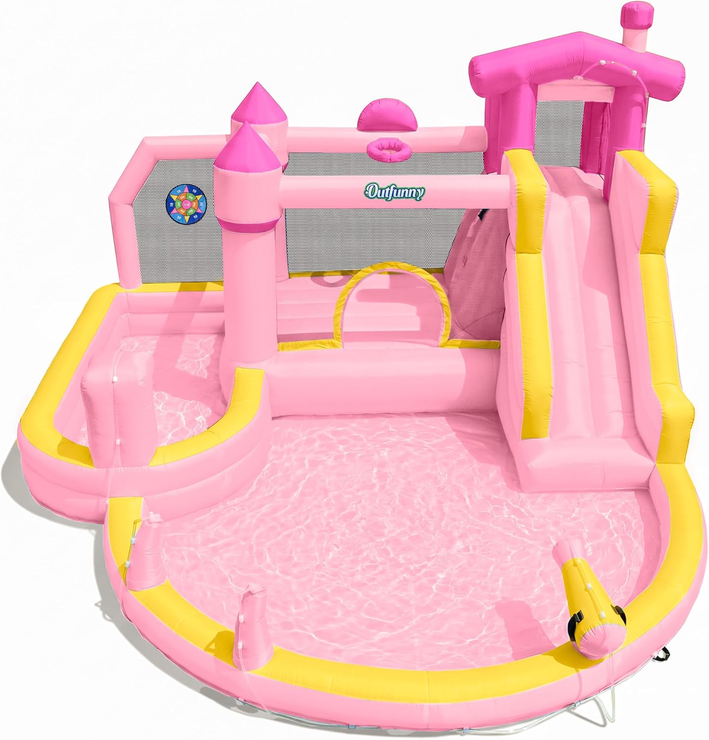 Kids Outdoor Water Slide - Tobogán Acuático Inflable Rosa con Casa