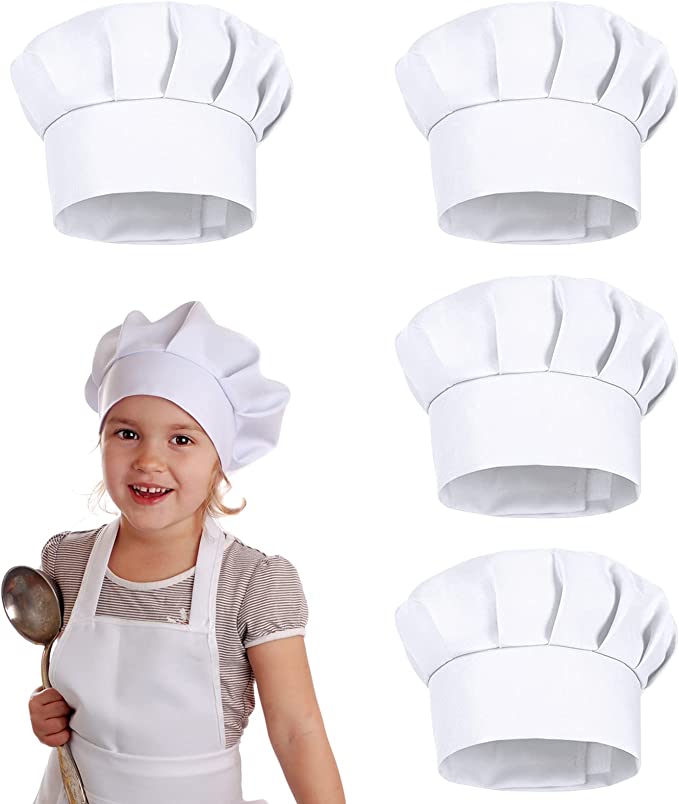 Kids Outdoor Mud Kitchen Accessories - 4 Gorros de Chef Blancos para