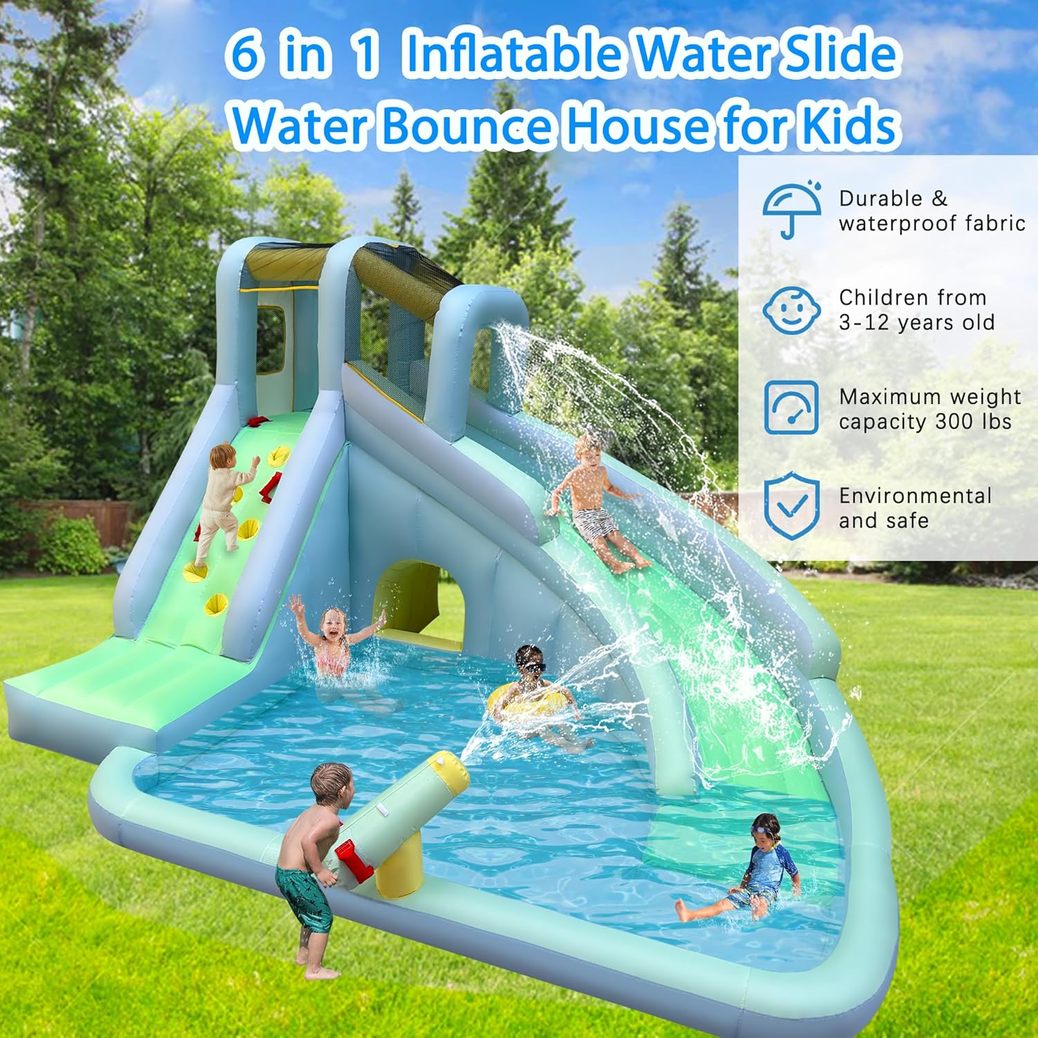 Parque Acuático Inflable 6 en  - Kids Outdoor Water Slide reseña y precio