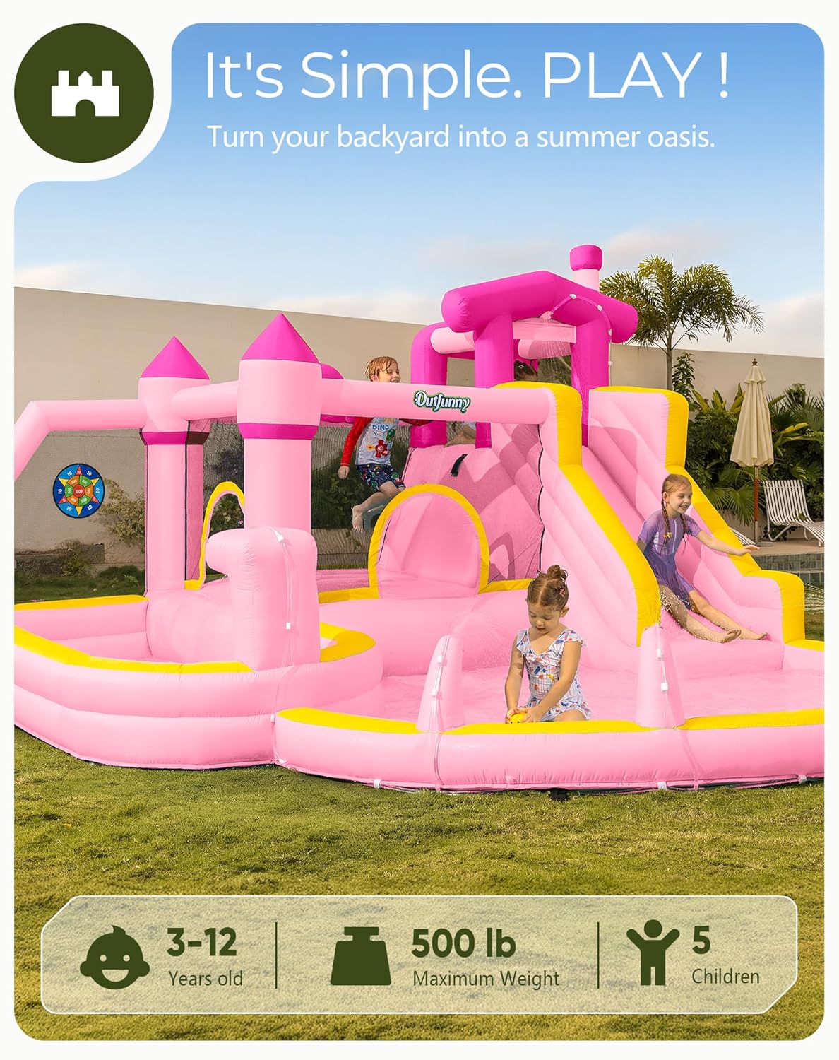 Tobogán Acuático Inflable Rosa - Kids Outdoor Water Slide reseña y precio