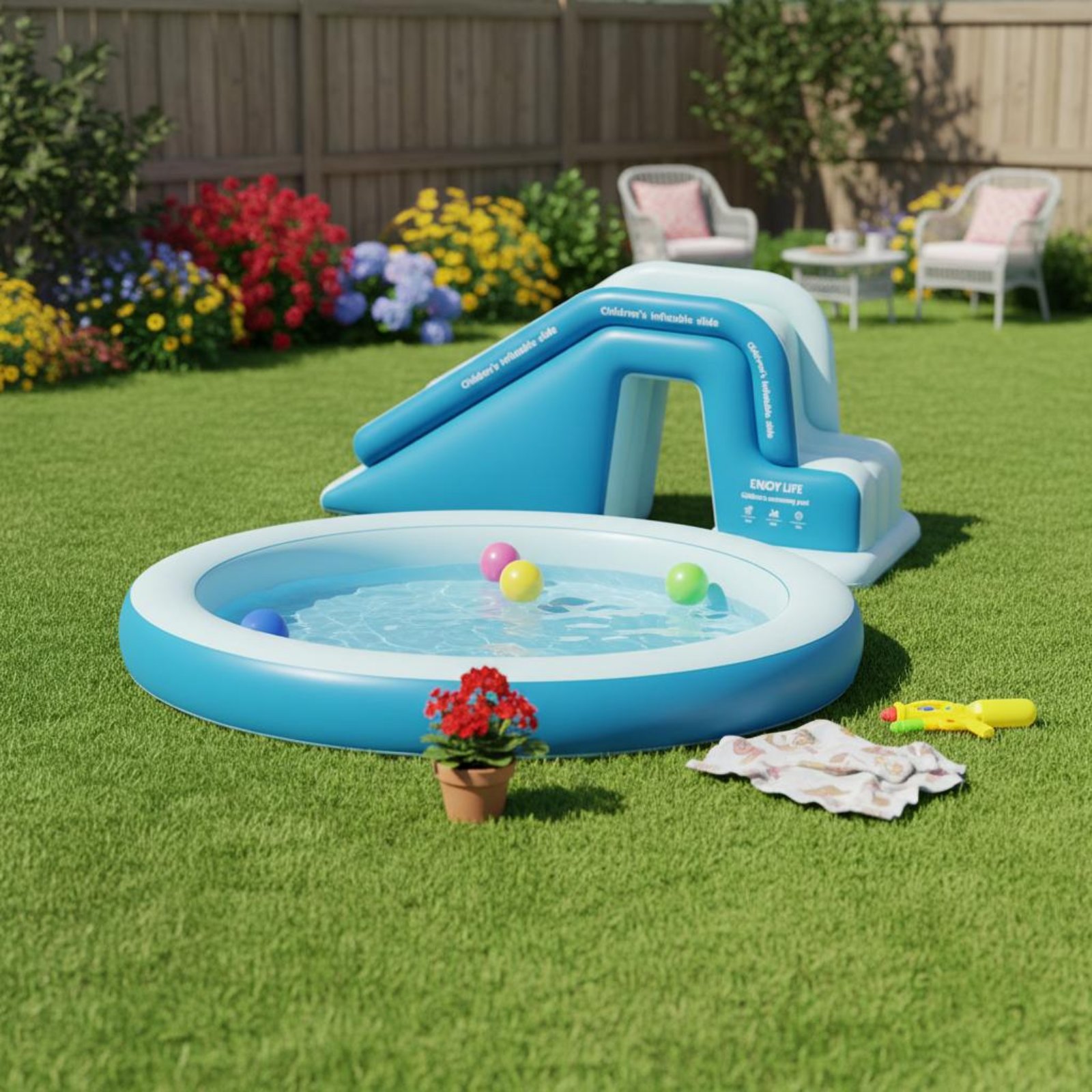 Tobogán Inflable para Piscina, - Kids Outdoor Water Slide reseña y precio