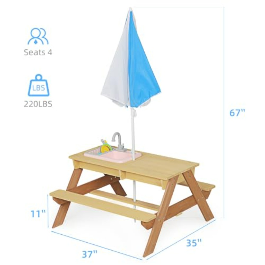 Mesa de picnic infantil para e - Kids Outdoor Sink reseña y precio