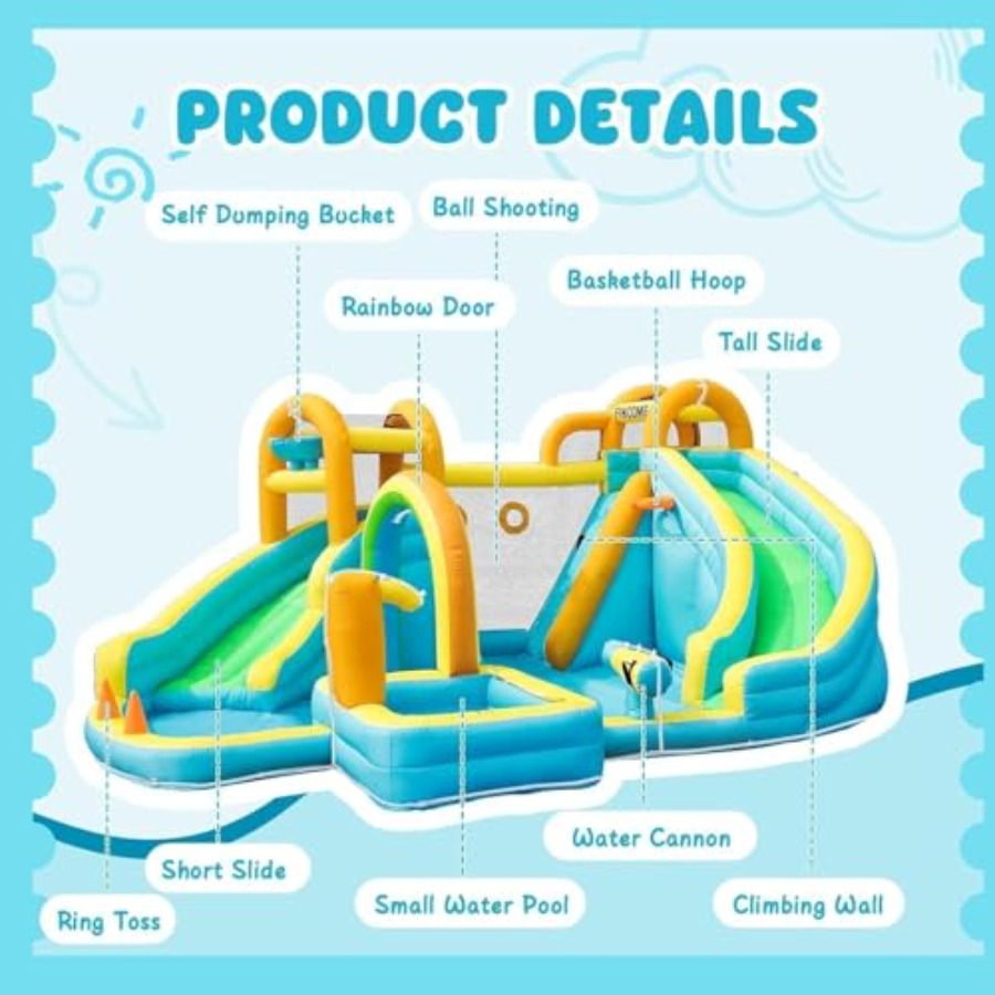 Parque acuático inflable para  - Kids Outdoor Water Slide reseña y precio