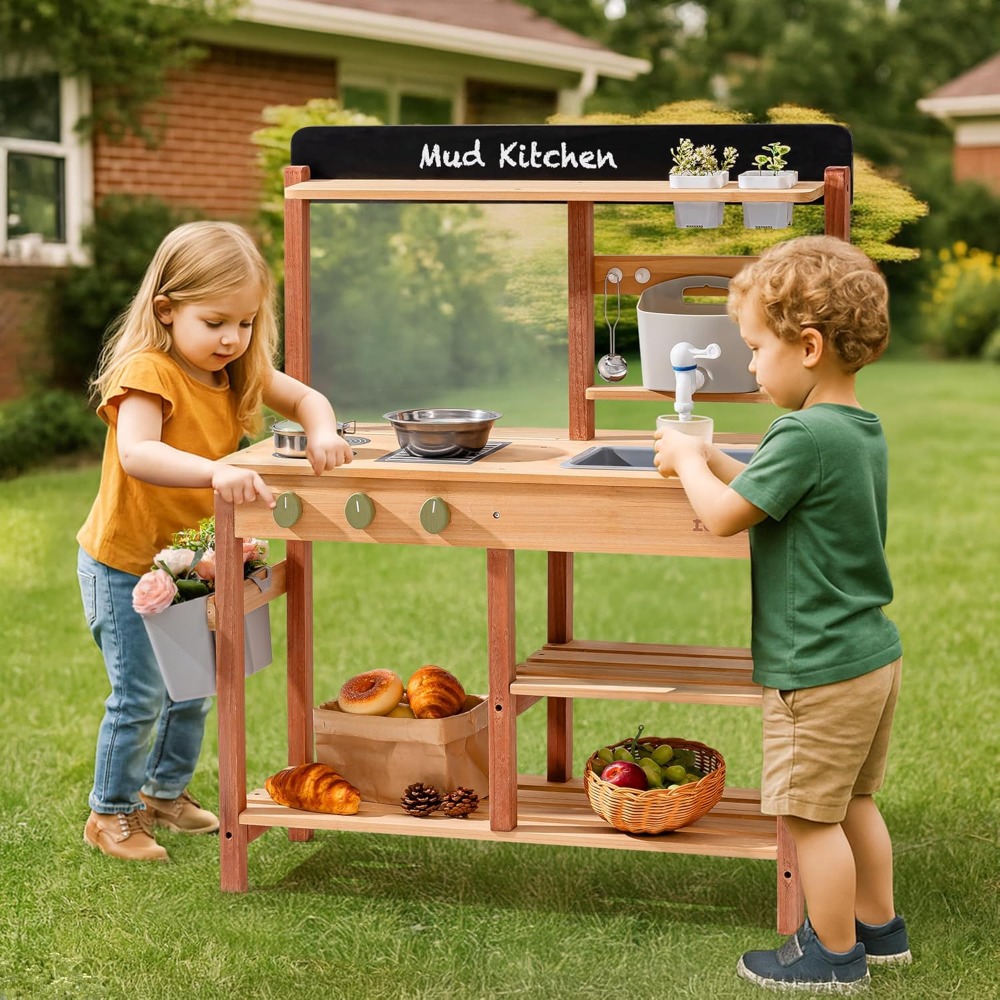 Cocina de barro de madera para - Kids Outdoor Sink reseña y precio