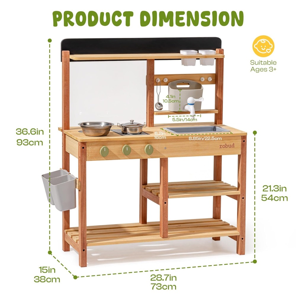 Cocina de barro de madera para - Kids Outdoor Sink reseña y precio