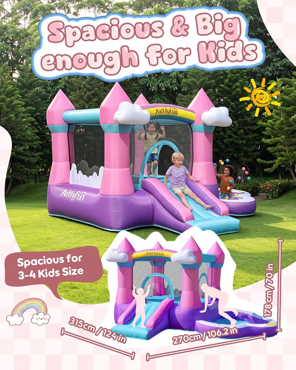 Castillo Inflable Rosa para Ni - Kids Outdoor Water Slide reseña y precio