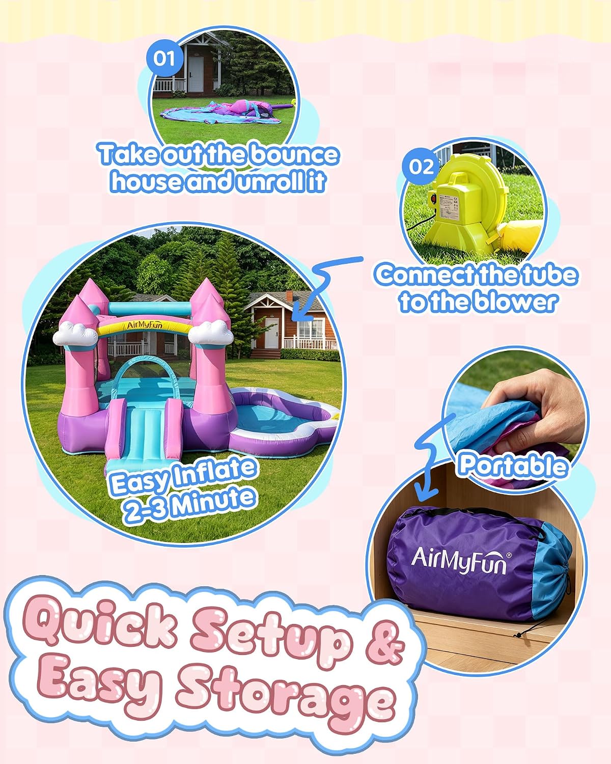 Castillo Inflable Rosa para Ni - Kids Outdoor Water Slide reseña y precio