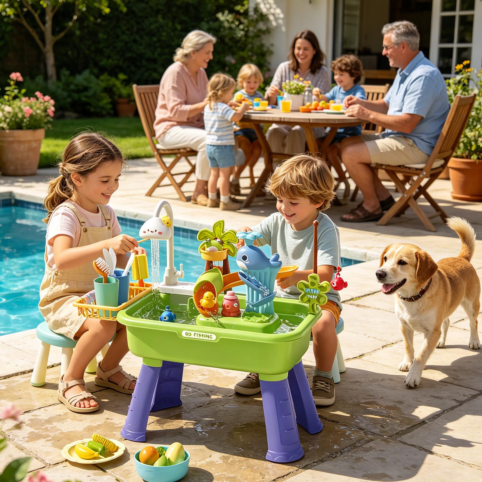 Mesa de agua para niños con bo - Kids Outdoor Sink reseña y precio