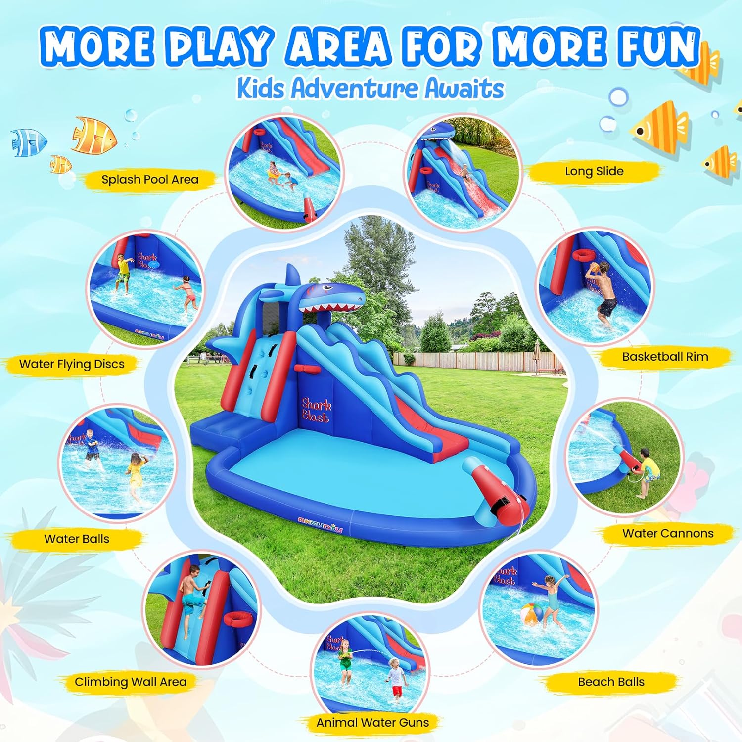 Parque Acuático Inflable con T - Kids Outdoor Water Slide reseña y precio