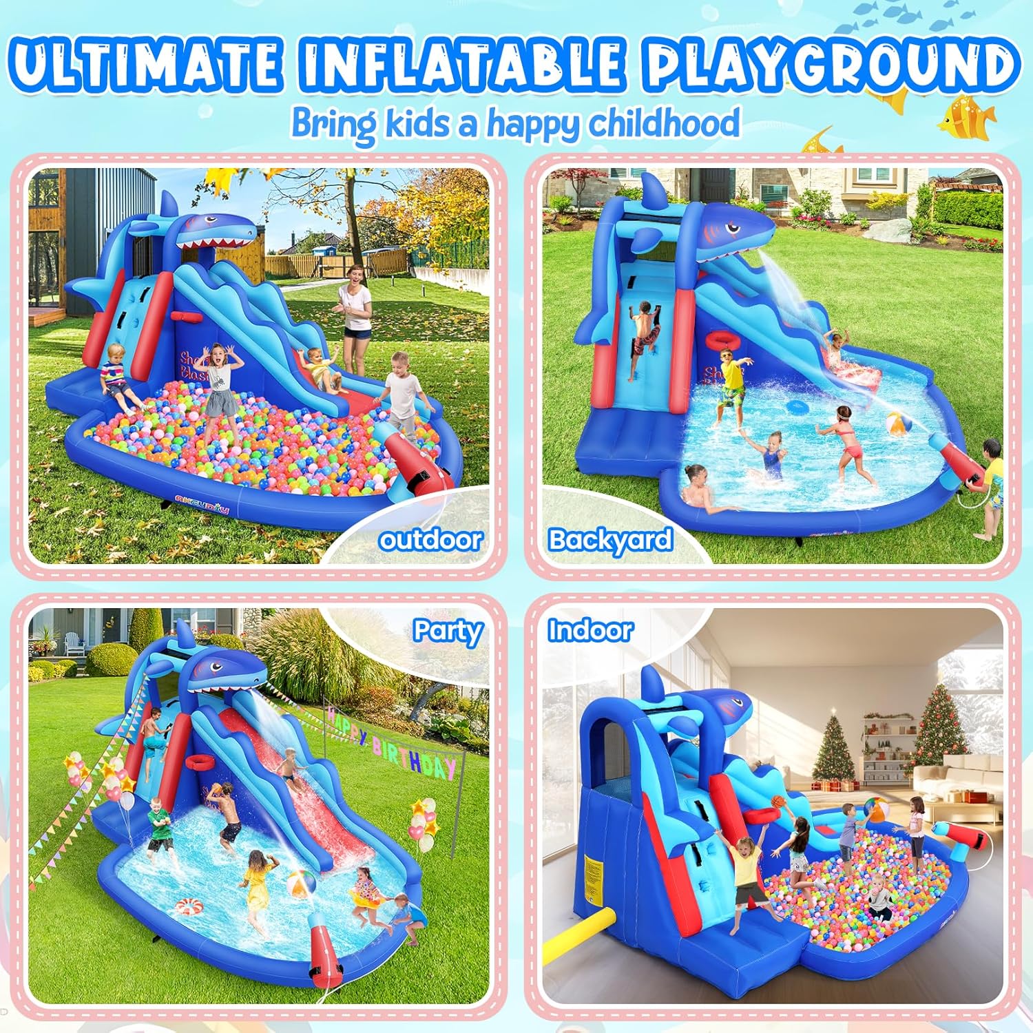 Parque Acuático Inflable con T - Kids Outdoor Water Slide reseña y precio