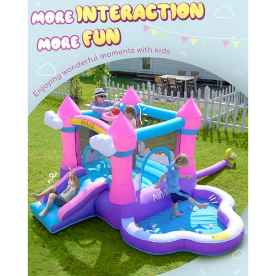 Casa inflable rosa para niños  - Kids Outdoor Water Slide reseña y precio